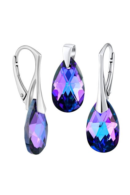 Strieborná súprava s kryštálmi Swarovski® Crystals drop HELIOTROPE