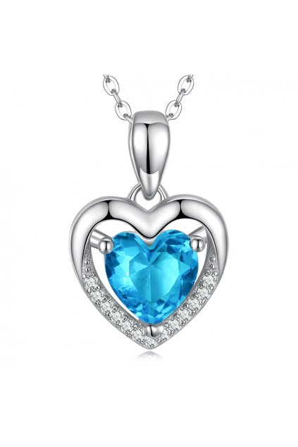 Strieborný náhrdelník modré srdce