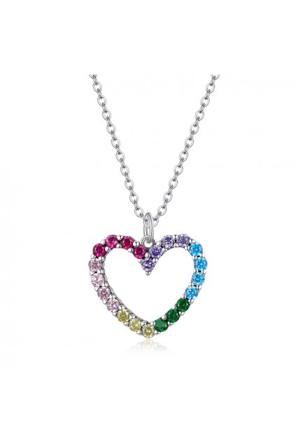 Strieborný náhrdelník farebné srdce