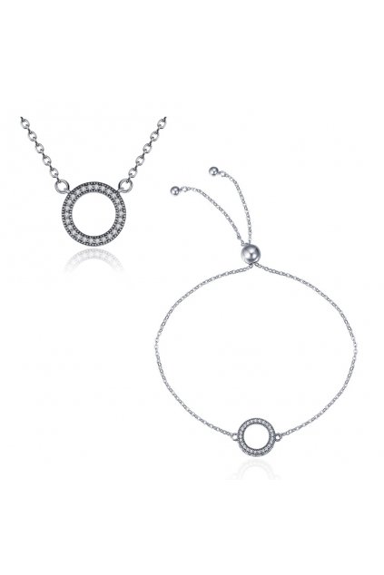 Strieborný set náramok a náhrdelník kruh