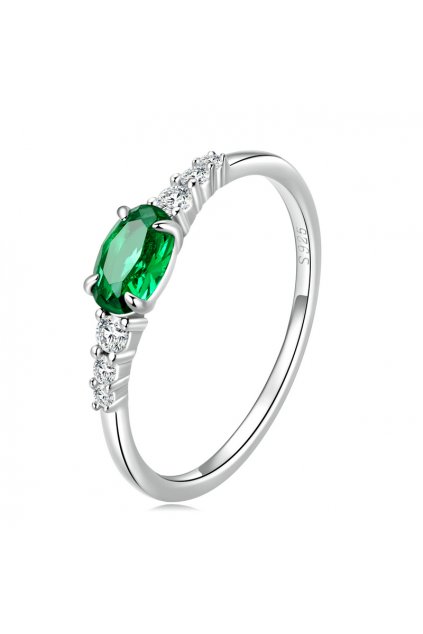 Strieborný prsteň zelený zirkón (Veľkosť prsteňa 52)