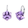 Strieborné náušnice fialové kocky Swarovski® Crystals