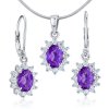 Darčekový set strieborných šperkov - náušnice a prívesok so syntetickým ametystom
