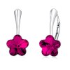 Strieborné náušnice so Swarovski® Crystals kvet fuchsie