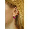 Strieborné náušnice so Swarovski® Crystals kvet fuchsie