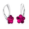 Strieborné náušnice so Swarovski® Crystals kvet fuchsie