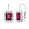 Strieborné náušnice so syntetickým rubínom