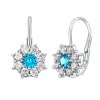 Strieborné náušnice kvetinky so tyrkysovo modrým zirkónom