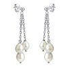 Strieborné retiazkové náušnice s pravou prírodnou perlou