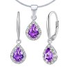 Set strieborných šperkov LAVENDER s pravým Ametystom - náušnice a prívesok