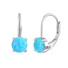 Strieborné náušnice s modrým syntetickým opálom