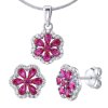 Strieborný set šperkov - náušnice a prívesok so syntetickým rubínom