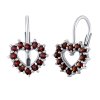 Srdiečkové strieborné náušnice s pravými granátmi