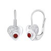 Strieborné náušnice srdce s prírodným červeným topásom Swarovski ® Gemstones