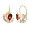 Náušnice zo žltého a ružového zlata s prírodným červeným topásom Swarovski ® Gemstones