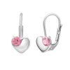 Strieborné náušnice srdce s ružovým Swarovski Zirconia
