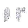 Strieborné náušnice anjelské krídlo so zirkónmi