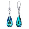Strieborné náušnice Kvapka 24mm Bermuda Blue so Swarovski® Crystals
