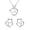Strieborný set náušnice a náhrdelník mačka