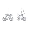 Vtipné strieborné náušnice- bicykel