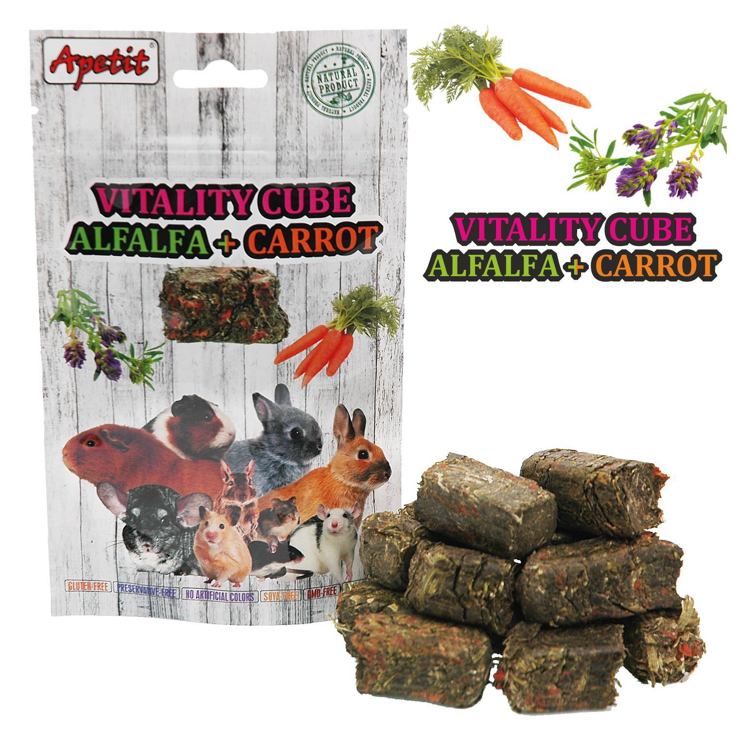 Apetit Vitality cube lisovaná vojtěška s mrkví 150g