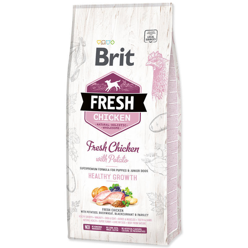 Levně Brit Fresh Dog Chicken&Potato Puppy Healthy Growth 12kg