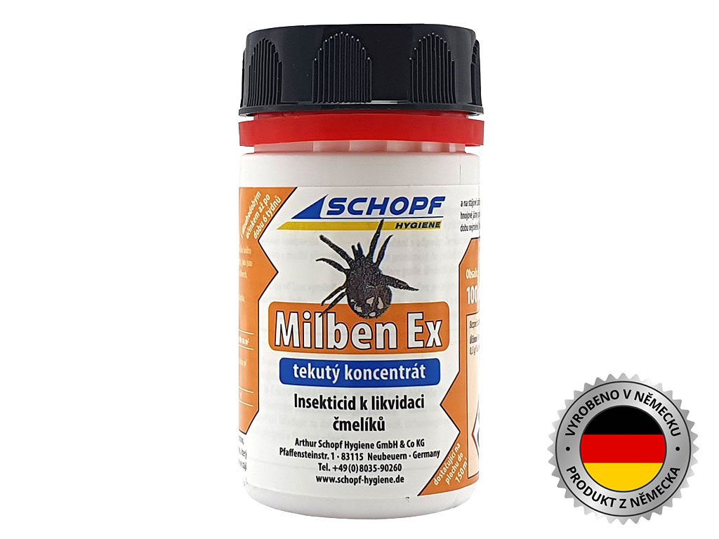 Postřikovací koncentrát k likvidaci čmelíků, červených ptačích roztočů Milben Ex, 100ml