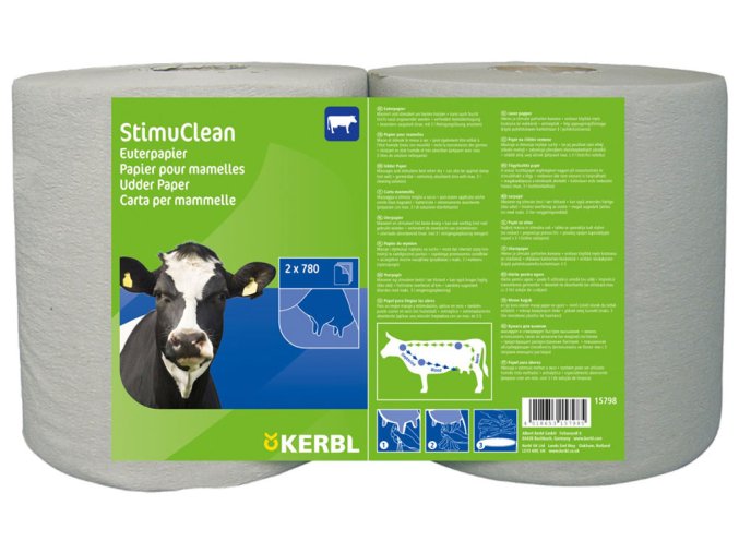 uterky na vemena kerbl 15798 stimuclean 25x19 2cm 2x780 utrzku s kartonovym jadrem sede 1