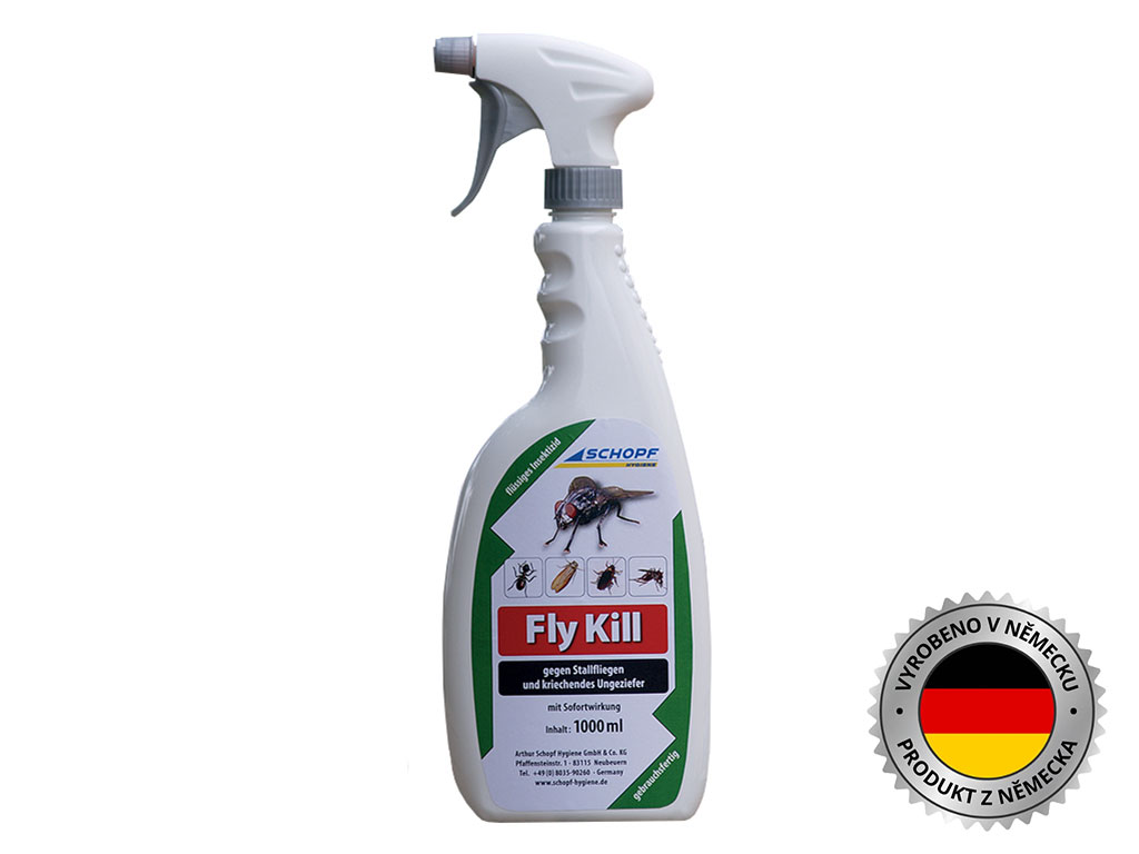 SCHOPF FLY KILL, 1000ml - Roztok s rozprašovačem k hubení much, mravenců a molů