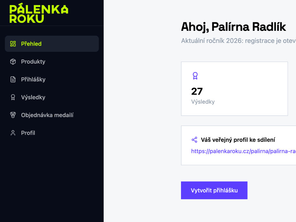 Pálenka roku - účastnický portál