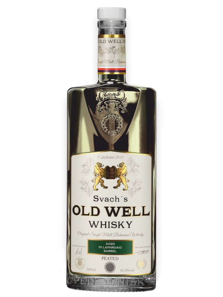 Svach s Old Well whisky Laphroaig 46,3% kouřová 0,5l
