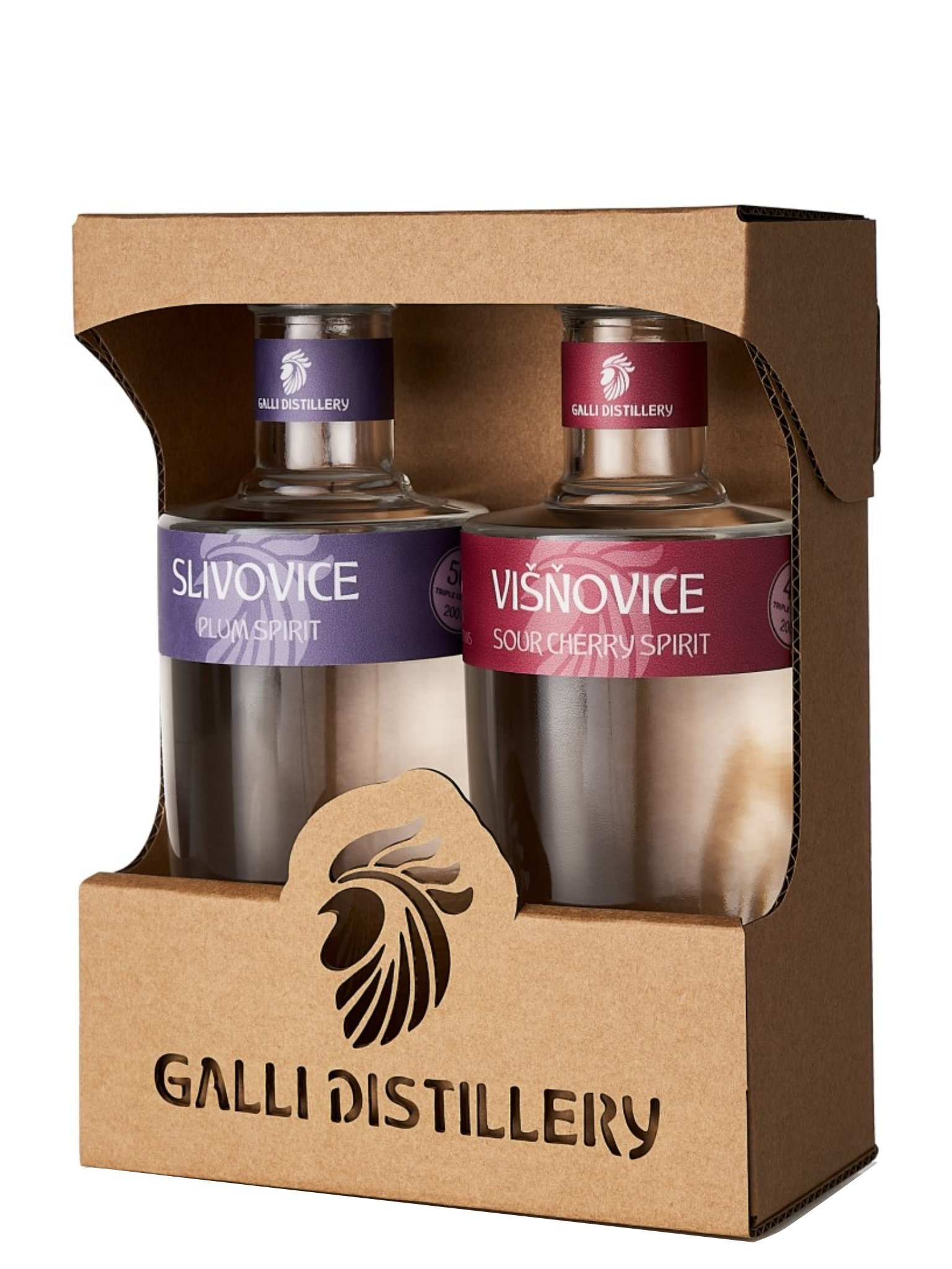 Levně GALLI DISTILLERY Galli Dárkové balení Slivovice 0,2l + Višňovice 0,2l