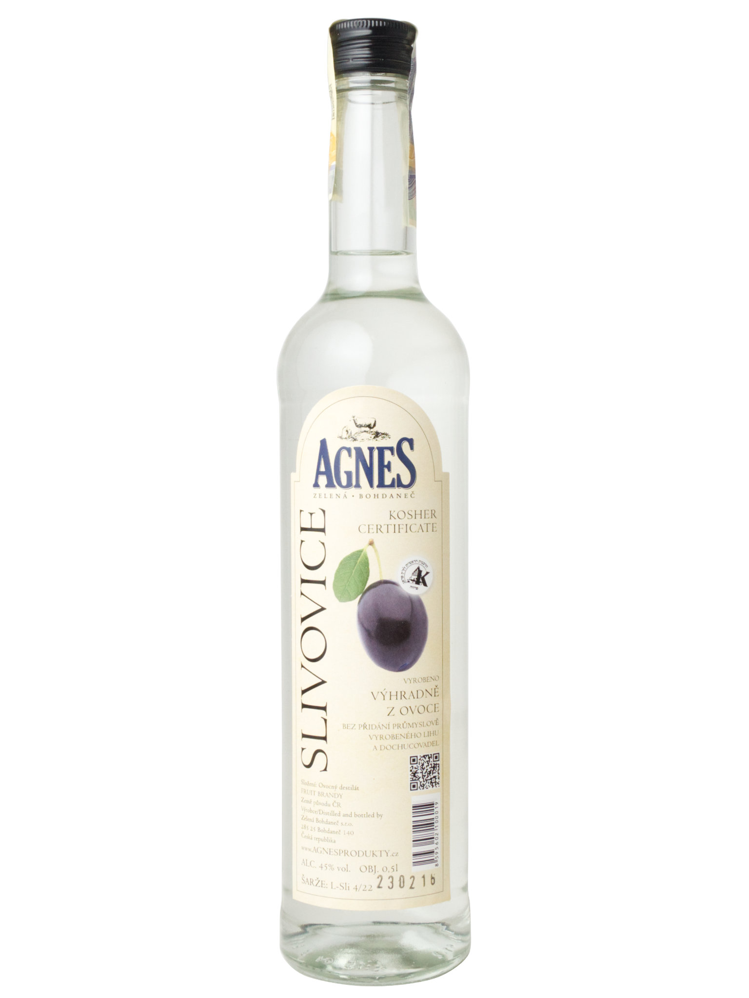 Levně Agnes Zelená Bohdaneč Agnes RETRO Slivovice (kosher) 45% 0,5l