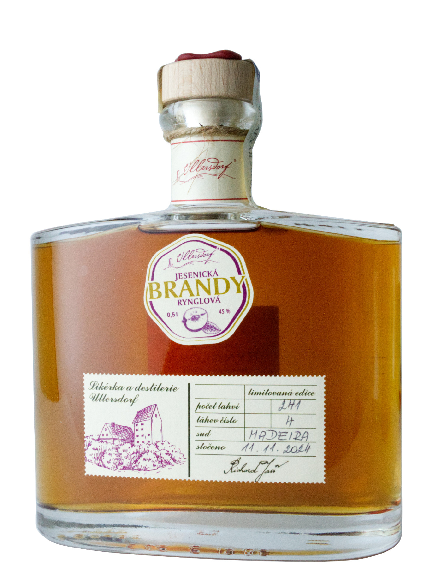 Ullersdorf – likérka a destilerie Ullersdorf Rynglová brandy 45% 0,5l