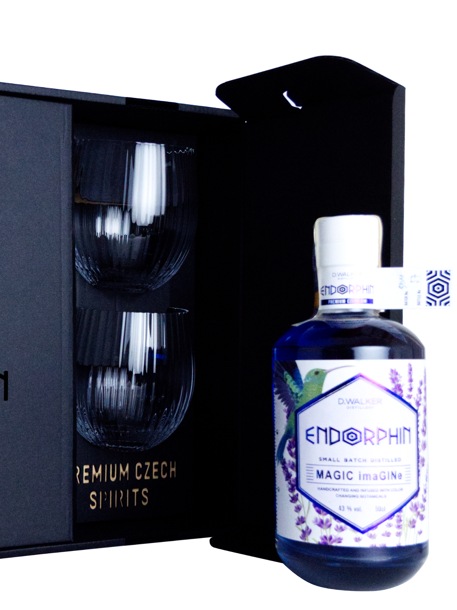 Endorphin gin Endorphin sada: Magic Imagine gin + 2x čiré skleničky Tethys