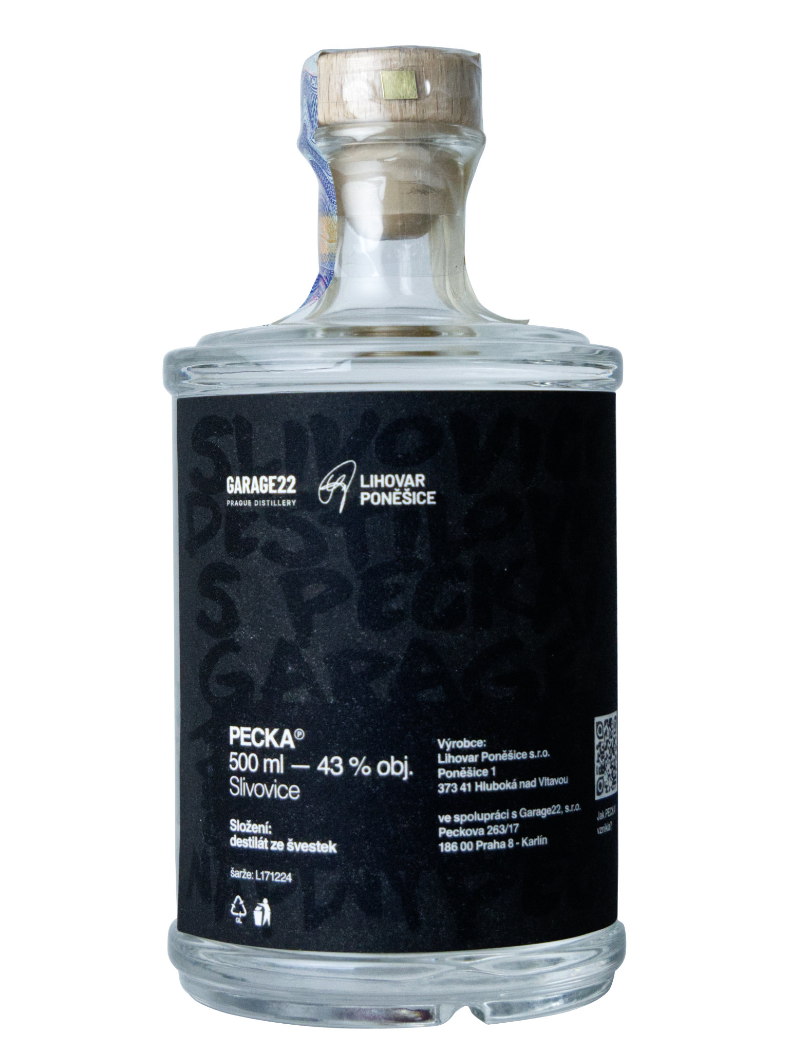 Lihovar Poněšice Poněšice x Garage22 collab PECKA slivovice 43% 0,5l