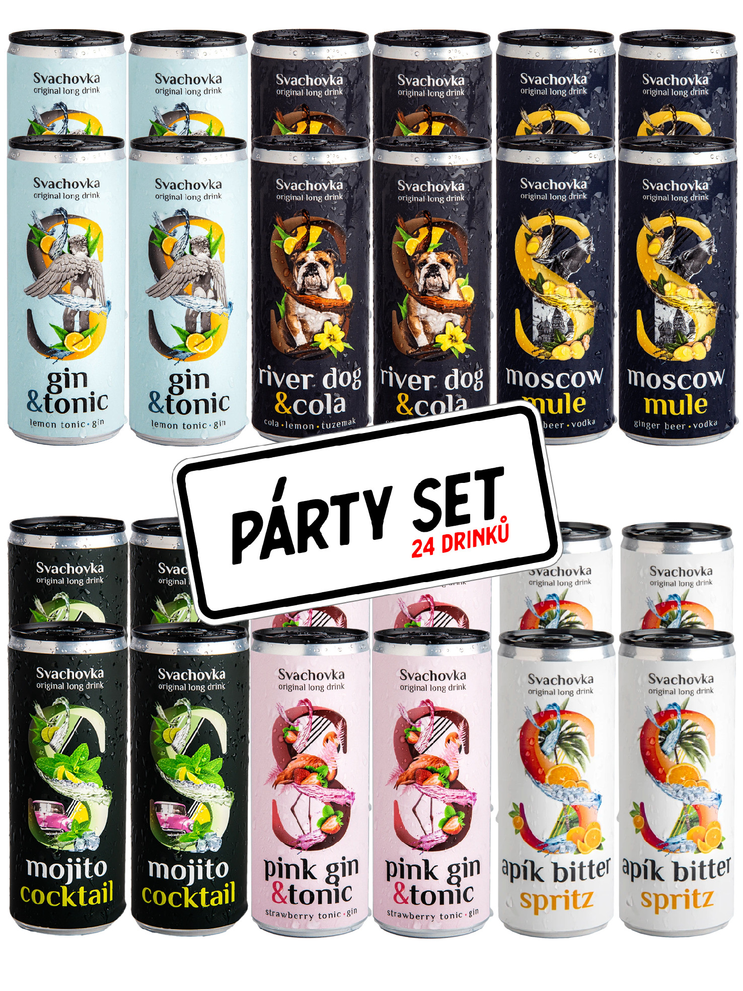 Destilérka Svach (Svachovka) Mix 6x4ks drinků párty set 24x0,25l