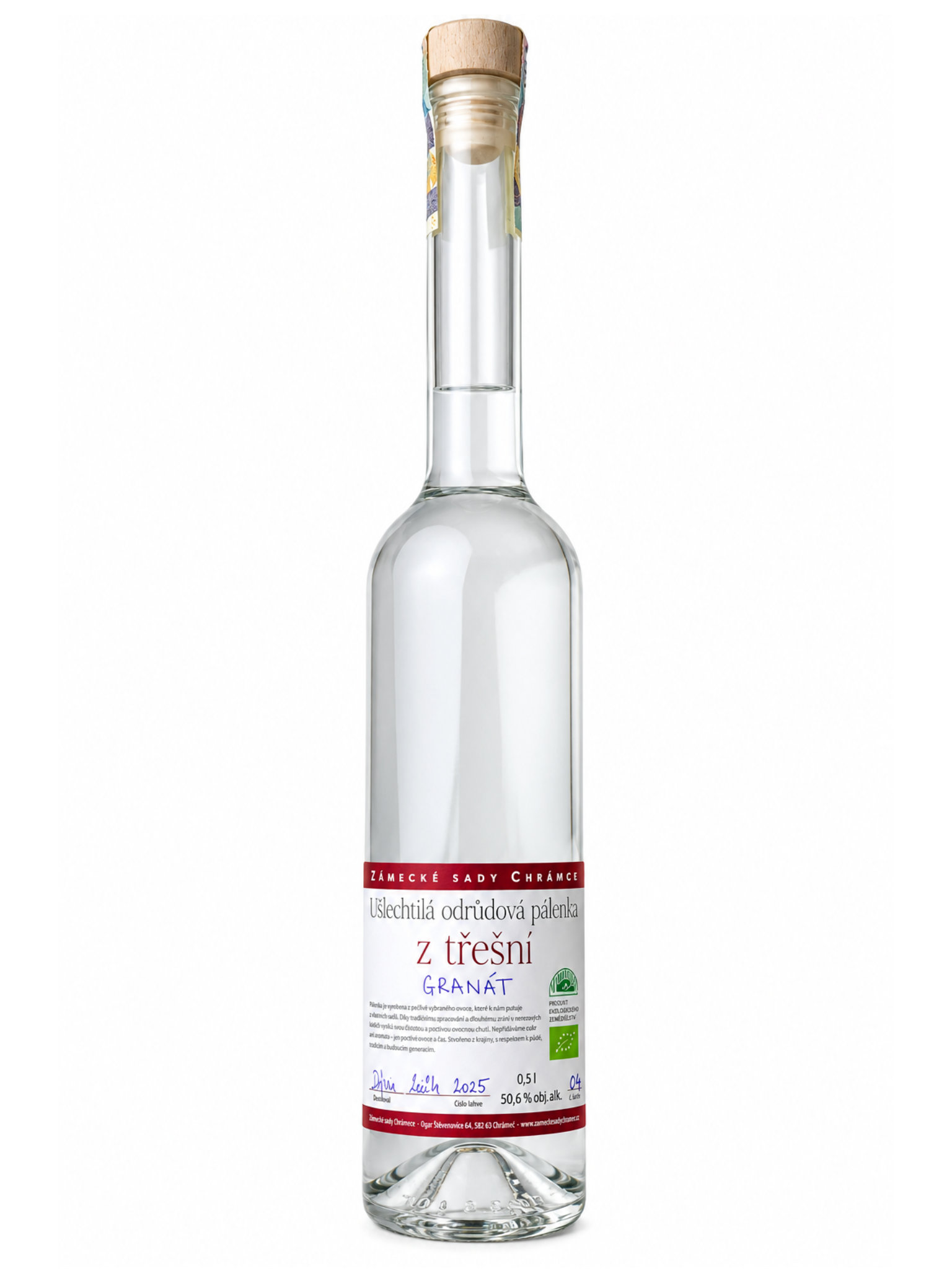 Zámecké sady Chrámce BIO Pálenka z třešní odrůdy Granát 50,6 % 0,5l