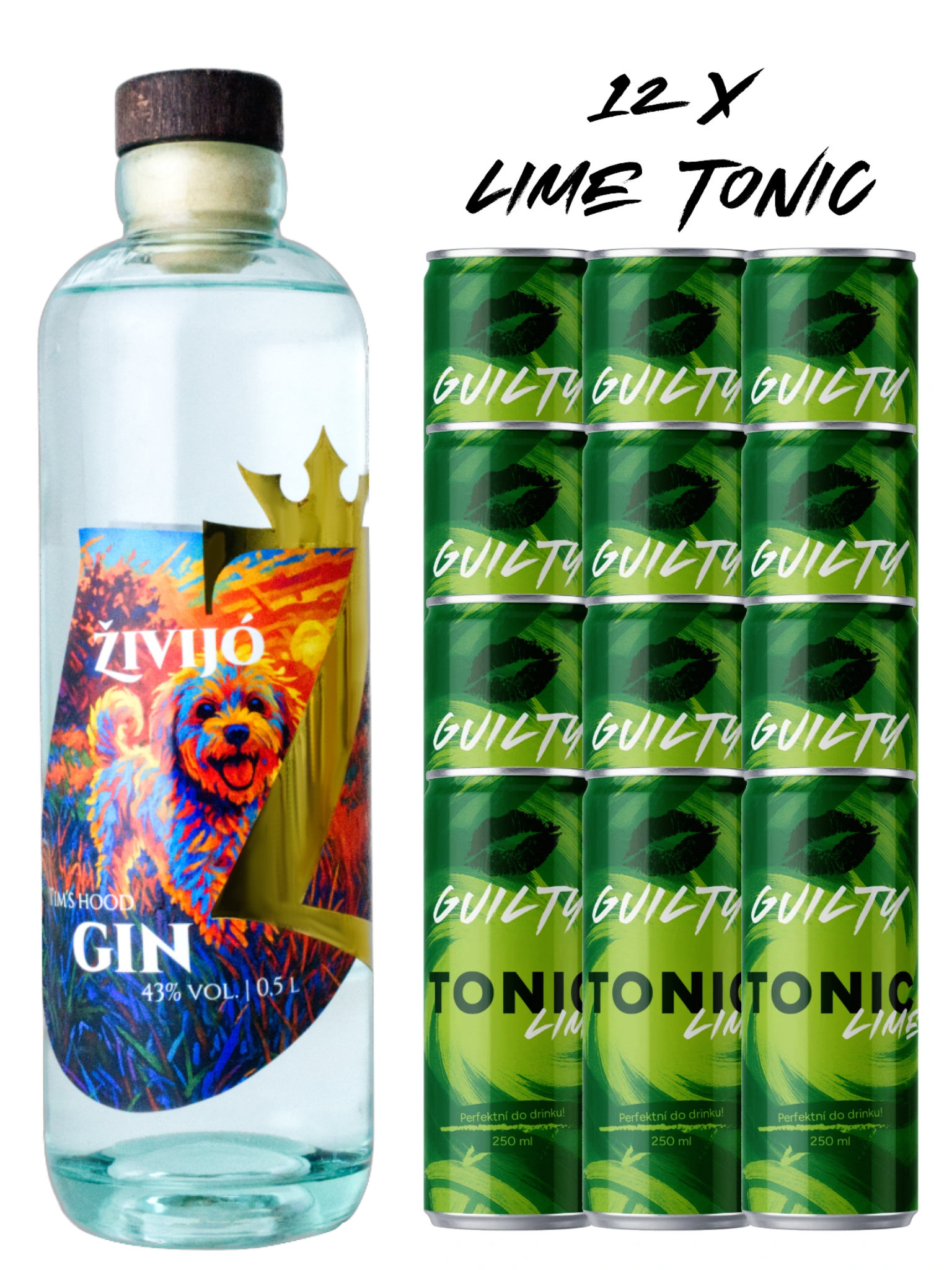 Živijó Tim's hood gin + 12x GUILTY Lime Tonic