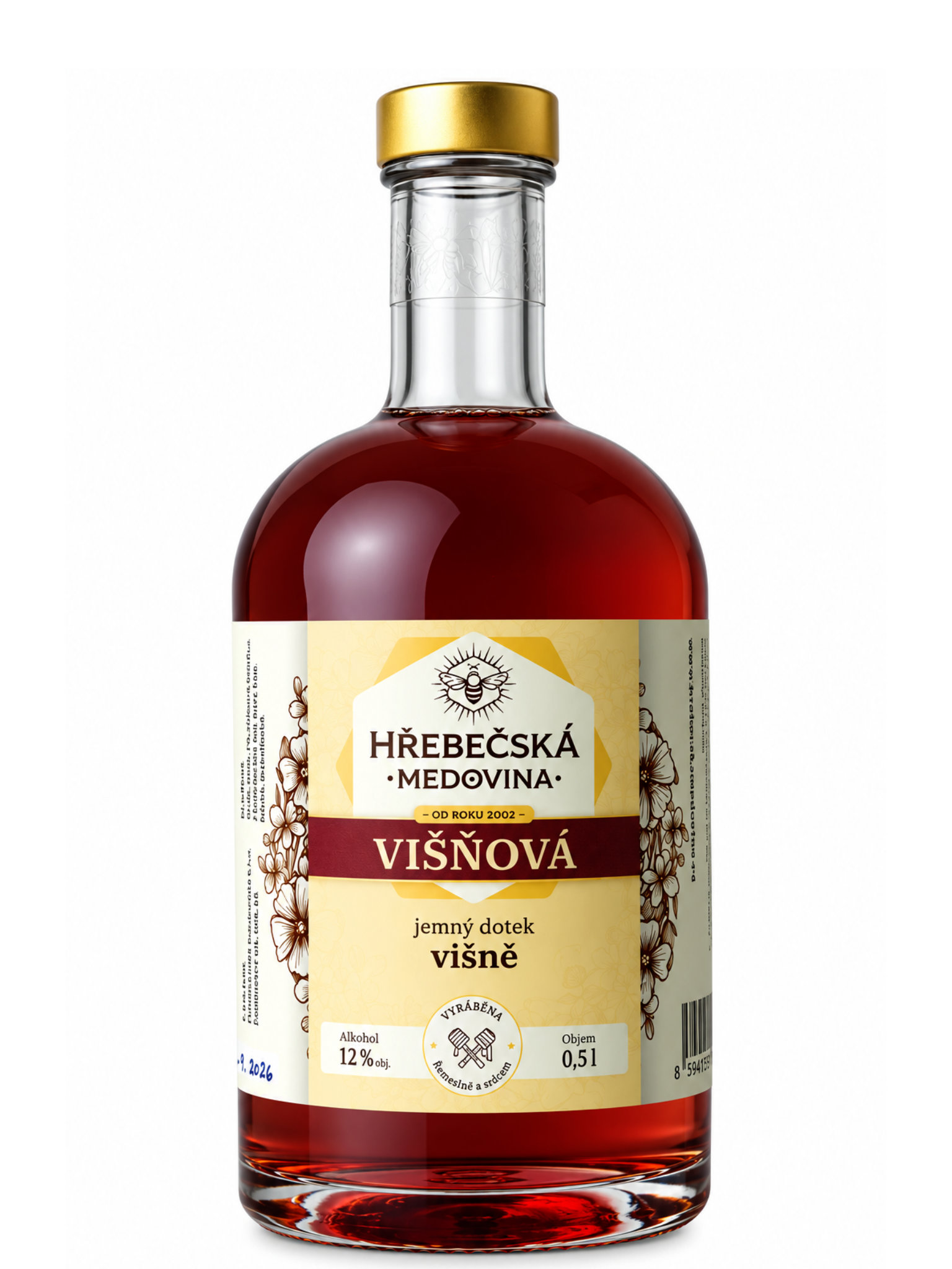 Hřebečská medovina Višňová 12% 0,5l