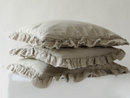 Linen Pillowcase with Ruffle NATURAL