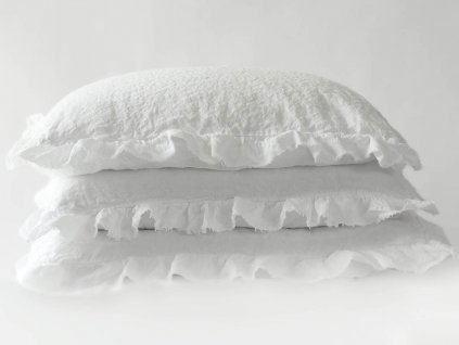 Linen Pillowcase with Ruffle WHITE