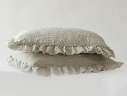 Linen Pillowcase with Ruffle Natural Melange