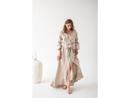 Leinenkleid mit langen Ärmeln / Bademantel ATHENA