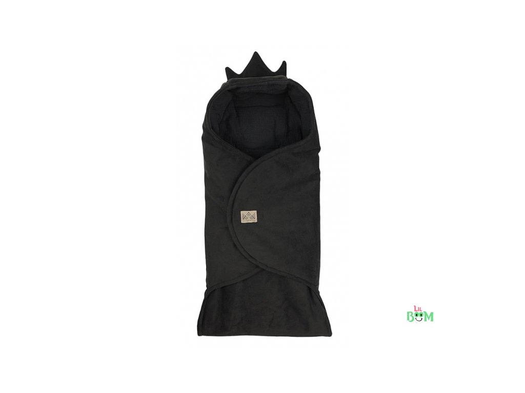 Zavinovací deka s kapucí Little Elite, 100 x 115 cm, Kralovská koruna - černá