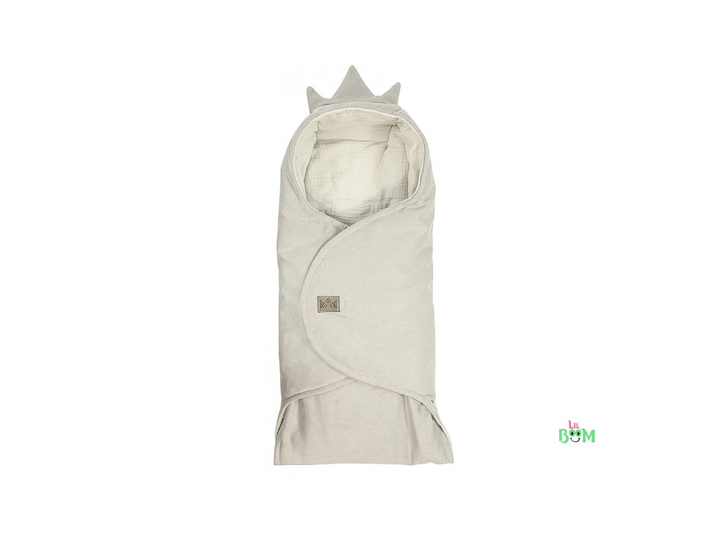 Zavinovací deka s kapucí Little Elite, 100 x 115 cm, Kralovská koruna - šedá