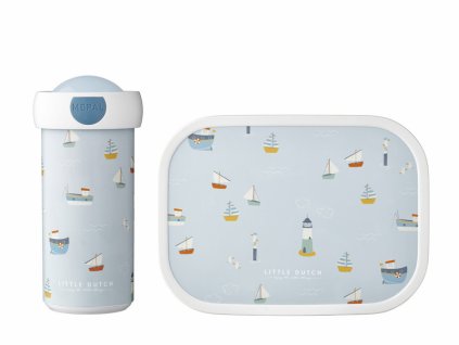Desiatový set LITTLE DUTCH (FĽAŠA 300ML+BOX) námornícky záliv
