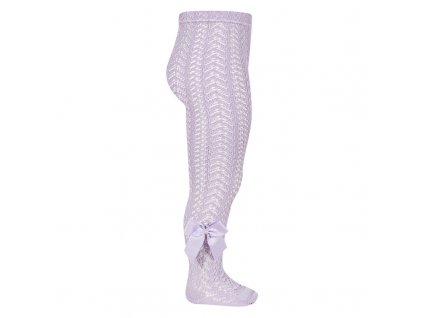 perle openwork tights with bow mauve