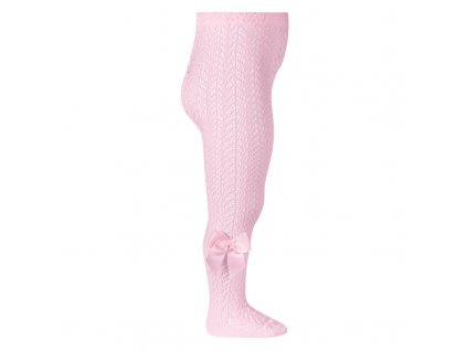 perle openwork tights with bow pink