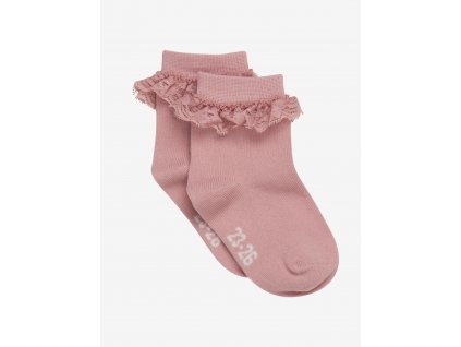 Členkové ružové ponožky s čipkou Minymo